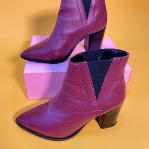Red Leather Heeled Chelsea Boots